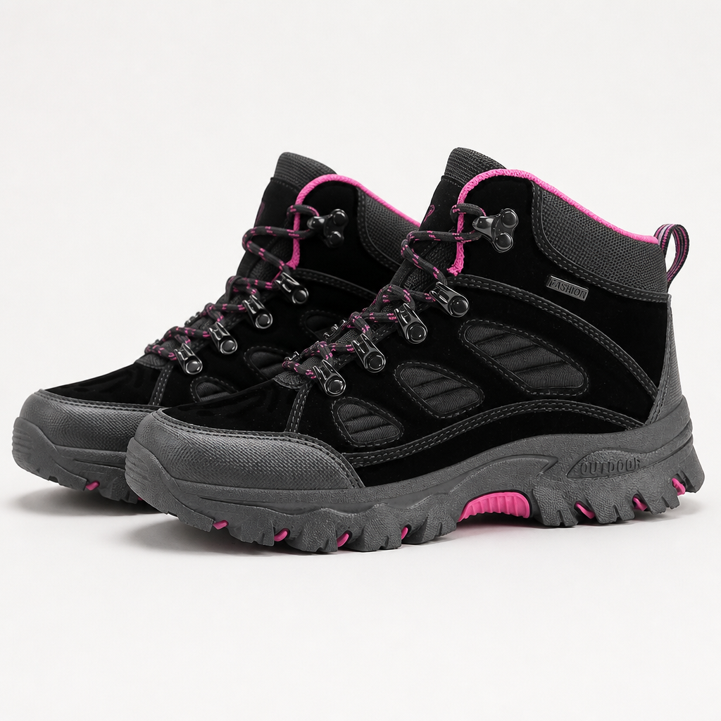 Hannah | Womens Water Resistant Outdoor Hiking Boots, Rose Red