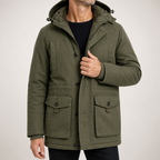 Harlan | Mens Fleece Lined Hooded Winter Work Jacket, Army Green