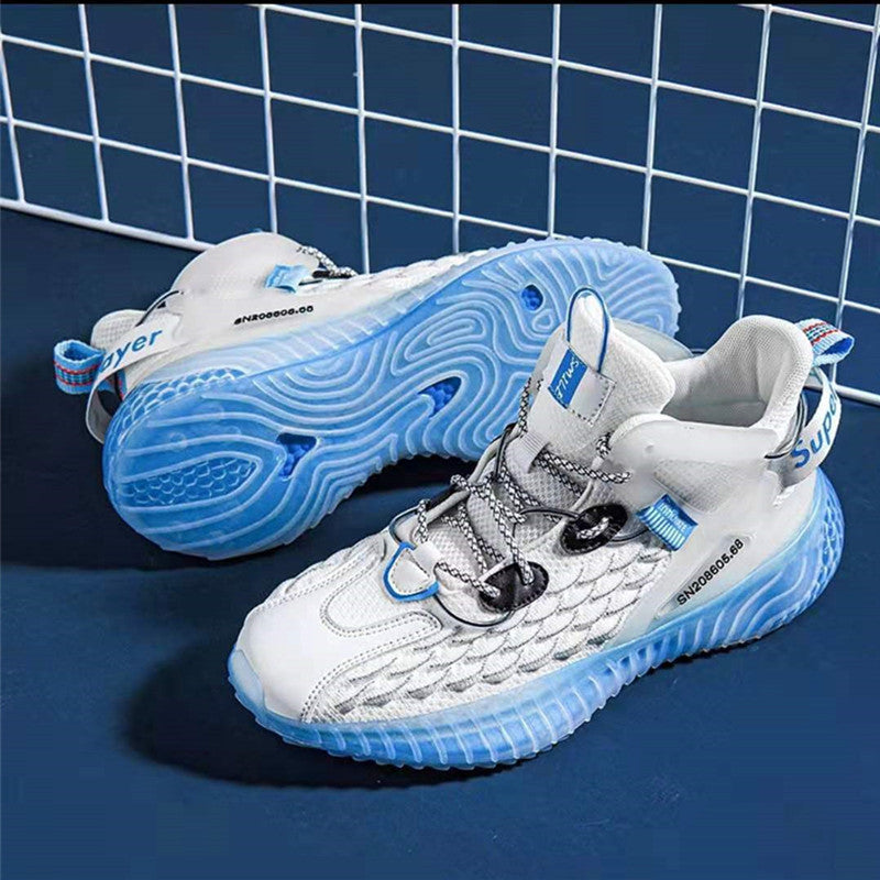 Harlan | Mens Lightweight Breathable Mesh Running On Shoes - White Blue