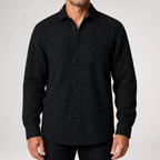 Harlan | Mens Casual Loose Fashion Long Sleeve Shirt, Black Suit