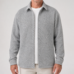 Harlan | Mens Casual Loose Fashion Long Sleeve Shirt, White And Grey Pants