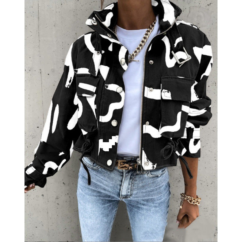 Harper | Womens Work Jacket Drawstring Short Casual Winter Coat