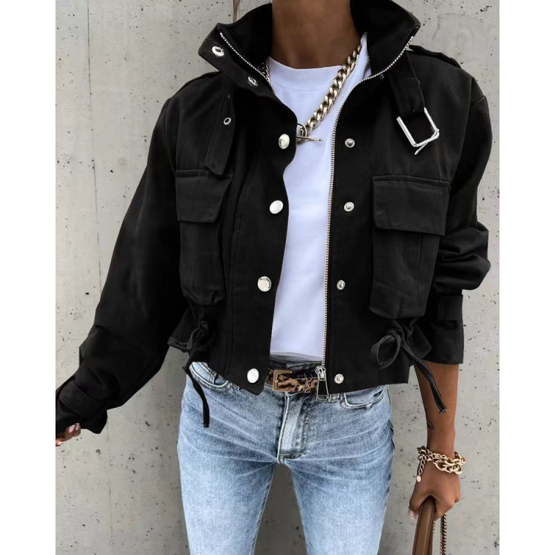 Harper | Womens Work Jacket Drawstring Short Casual Winter Coat