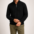 Harry | Mens Knit Pullover Shirt Retro Zip Casual Sweater, Black