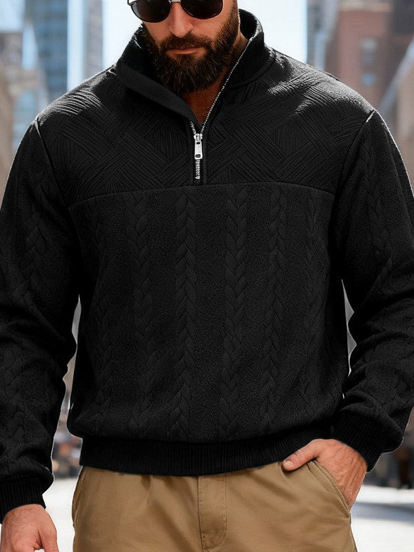 Harry | Mens Knit Pullover Shirt Retro Zip Casual Sweater