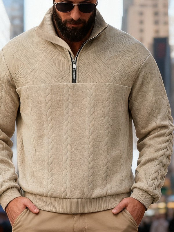 Harry | Mens Knit Pullover Shirt Retro Zip Casual Sweater