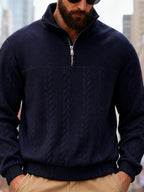 Harry | Mens Knit Pullover Shirt Retro Zip Casual Sweater