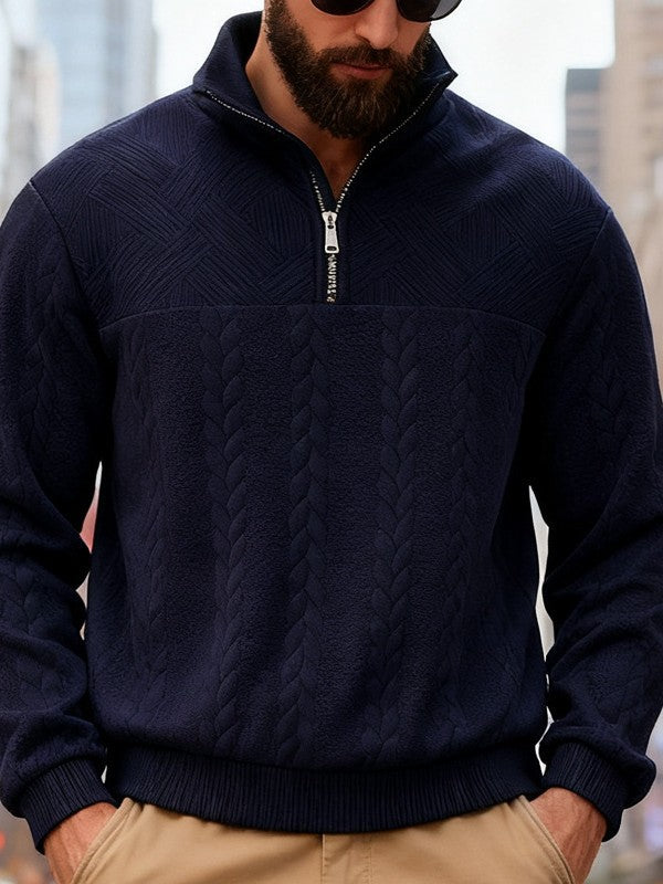 Harry | Mens Knit Pullover Shirt Retro Zip Casual Sweater