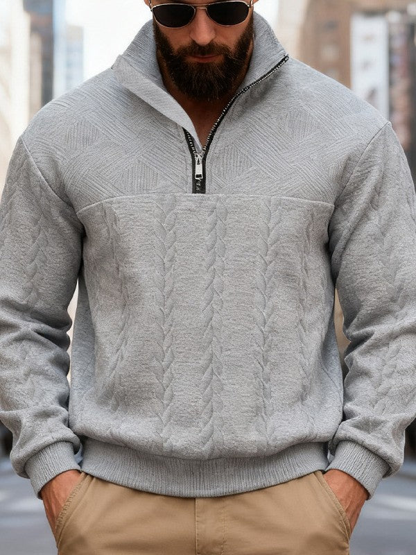 Harry | Mens Knit Pullover Shirt Retro Zip Casual Sweater