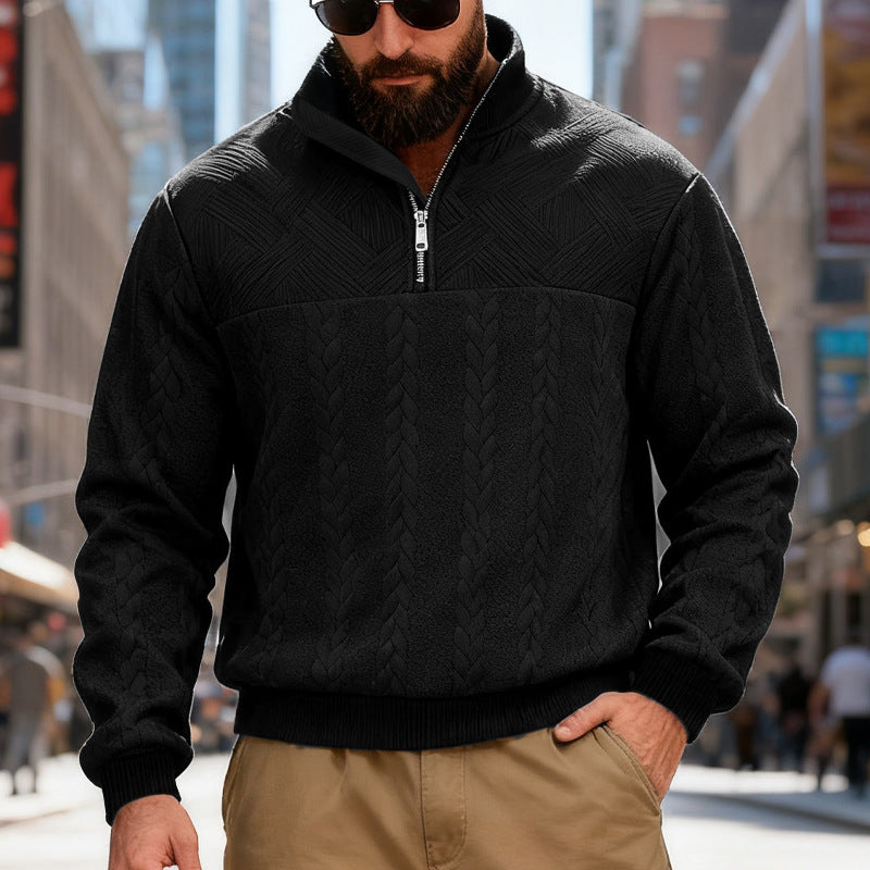 Harry | Mens Knit Pullover Shirt Retro Zip Casual Sweater