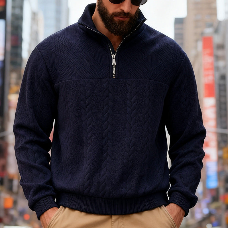 Harry | Mens Knit Pullover Shirt Retro Zip Casual Sweater