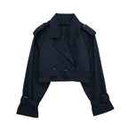 Hattie | Womens Cropped Belted Trench Coat, Black
