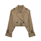 Hattie | Womens Cropped Belted Trench Coat, Dark Brown