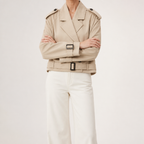 Hattie | Womens Cropped Belted Trench Coat, Khaki