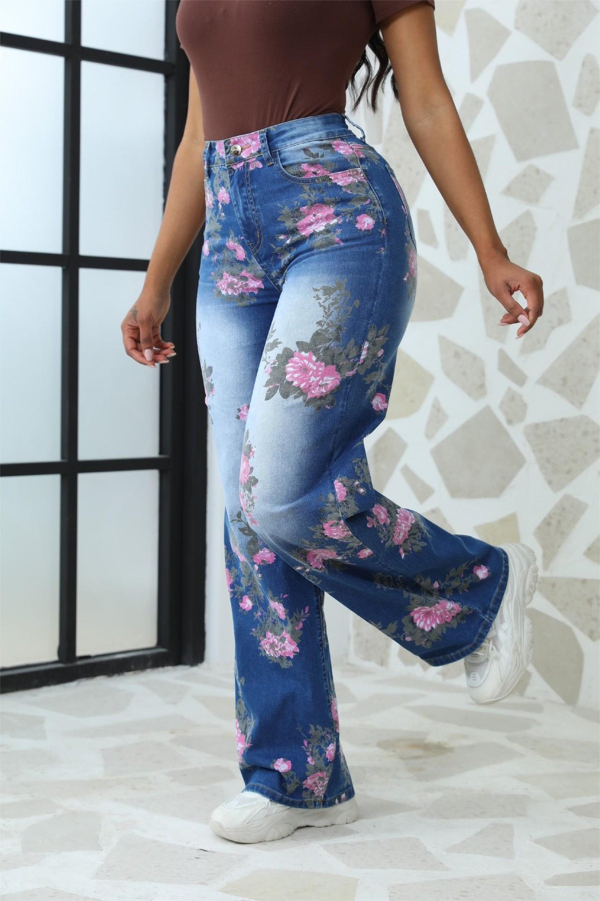 Haven | Womens Straight Leg Jeans High Waisted Printed Casual Denim Pants