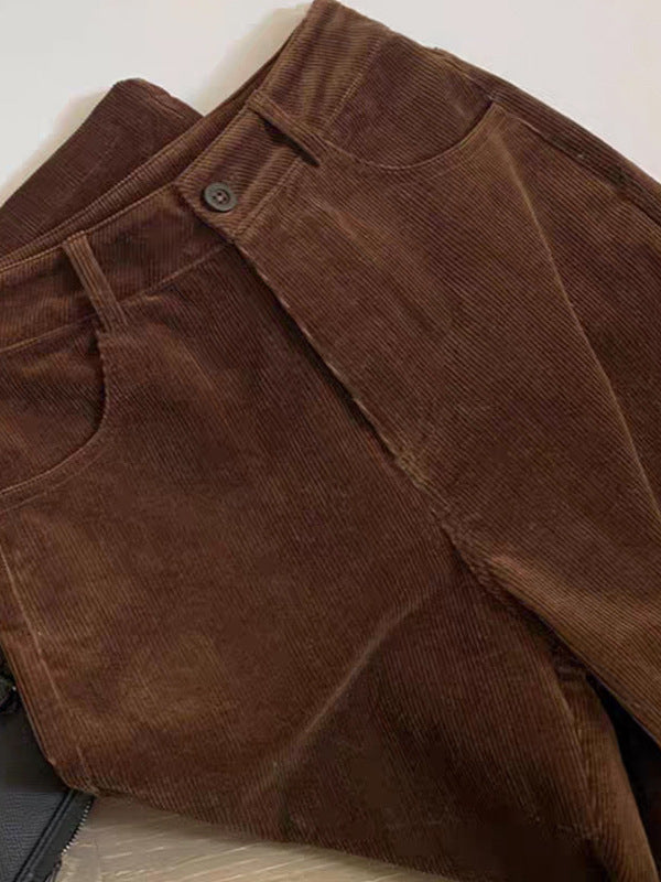 Hayley | Womens Corduroy Wide Leg Brown Casual Work Pants