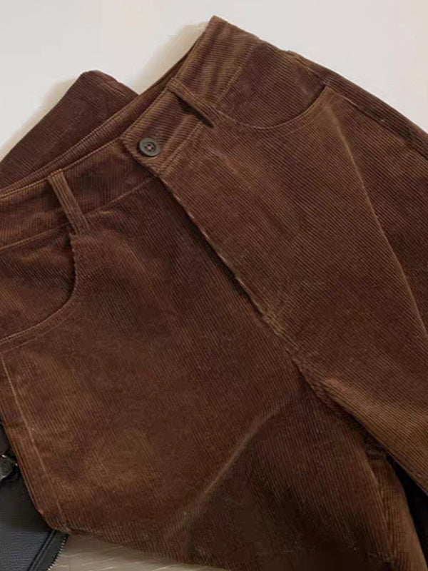 Hayley | Womens Corduroy Wide Leg Brown Casual Work Pants