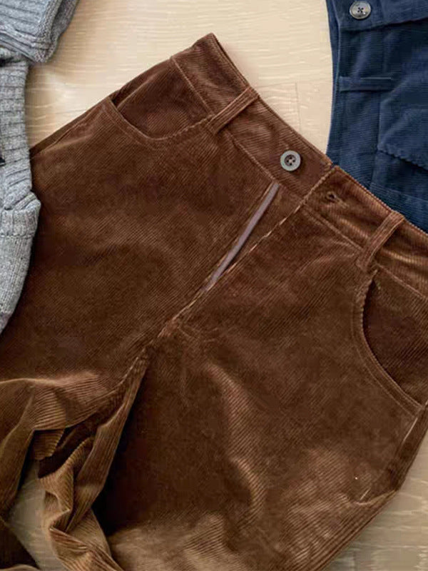 Hayley | Womens Corduroy Wide Leg Brown Casual Work Pants