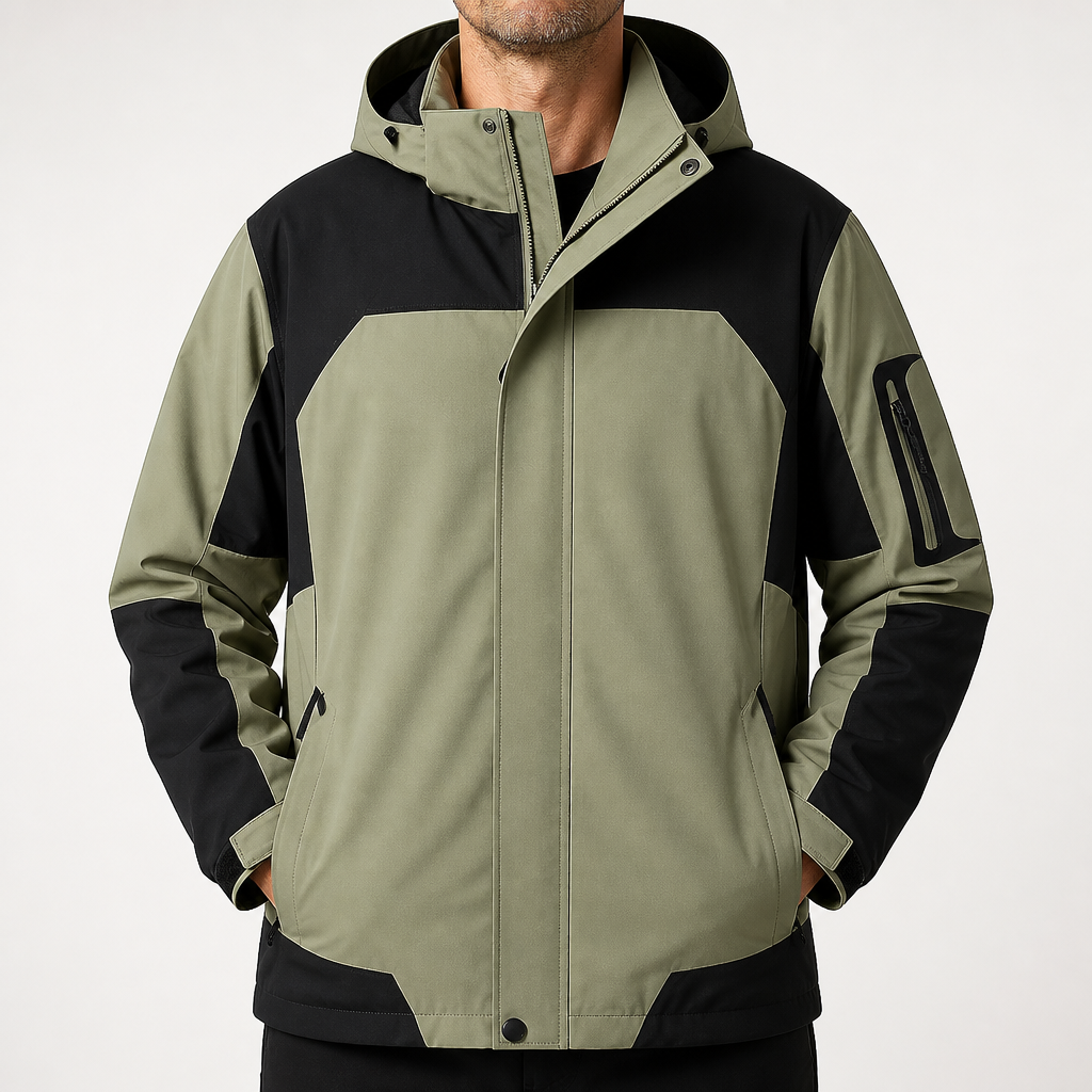 Hendrick | Mens Waterproof Jacket Windproof Lightweight Hooded Rain Jacket, Green