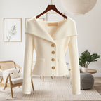 Henrietta | Womens Tweed Knit Cardigan Fitted Waist Jacket - 1