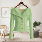 Henrietta | Womens Tweed Knit Cardigan Fitted Waist Jacket - 2