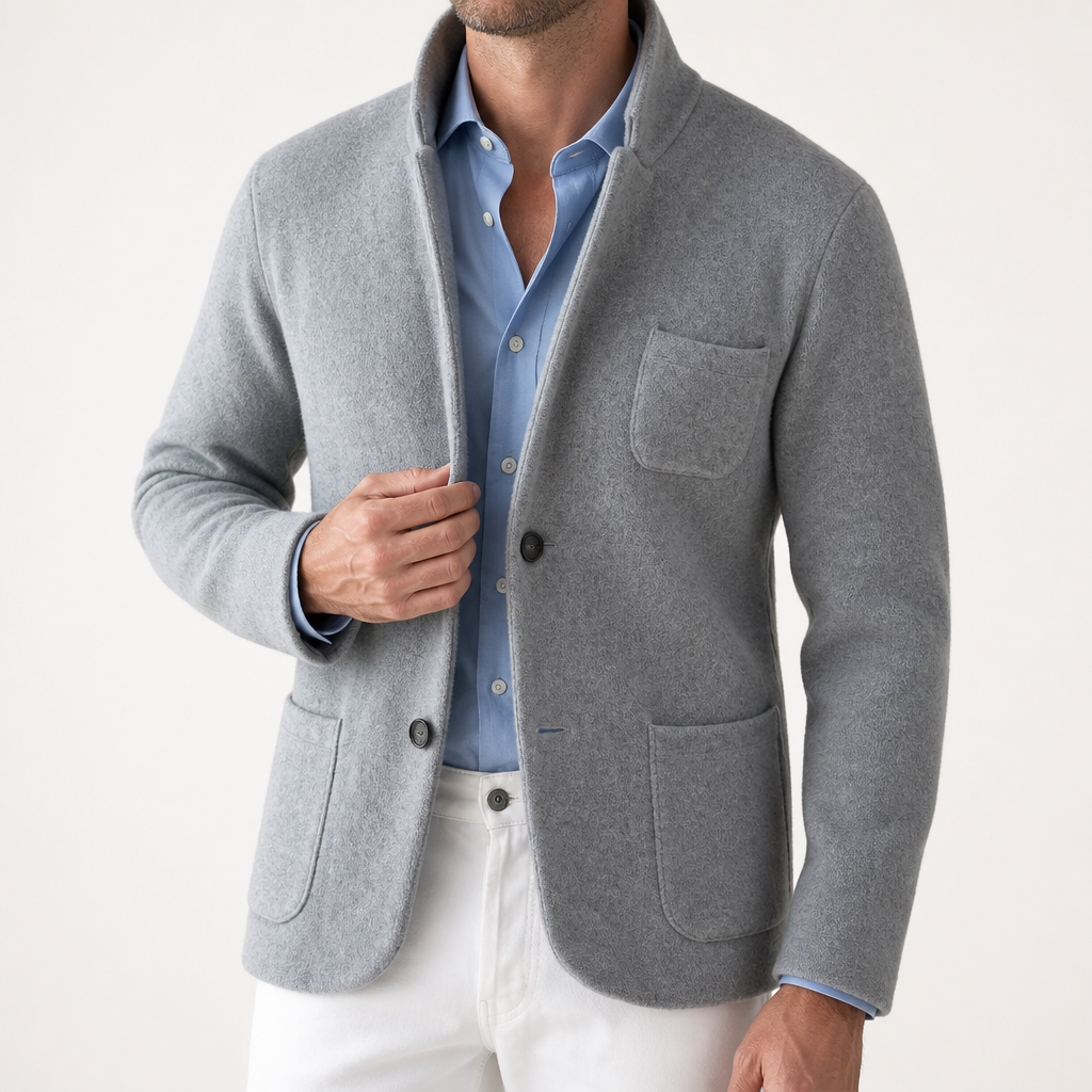 Herbert | Mens British Style Casual Lapel Single Breasted Fall Jacket, Grey