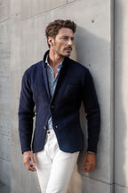 Herbert | Mens British Style Casual Lapel Single Breasted Fall Jacket, Navy Blue