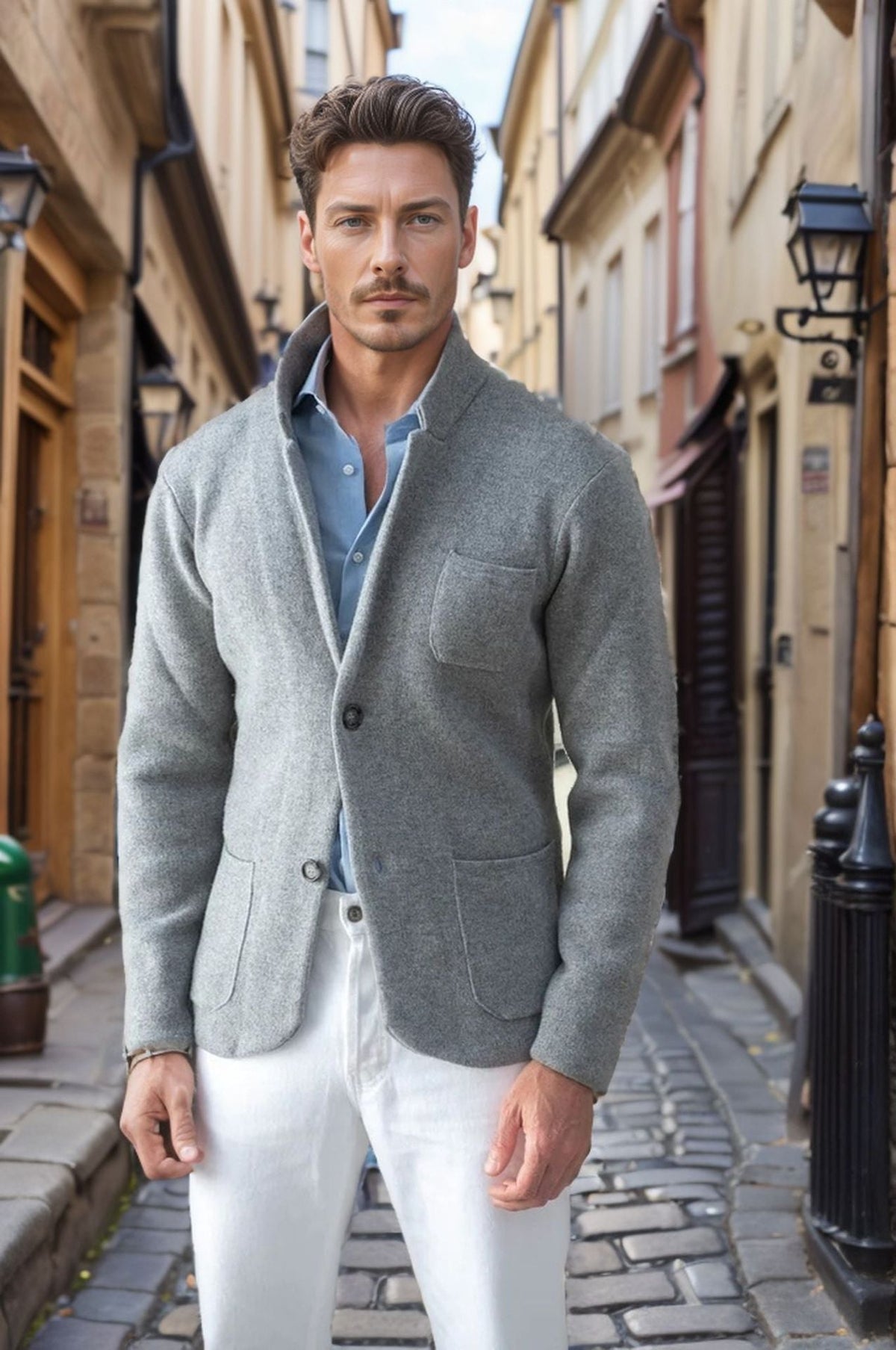 Herbert | Mens British Style Casual Lapel Single Breasted Fall Jacket, Dark Grey