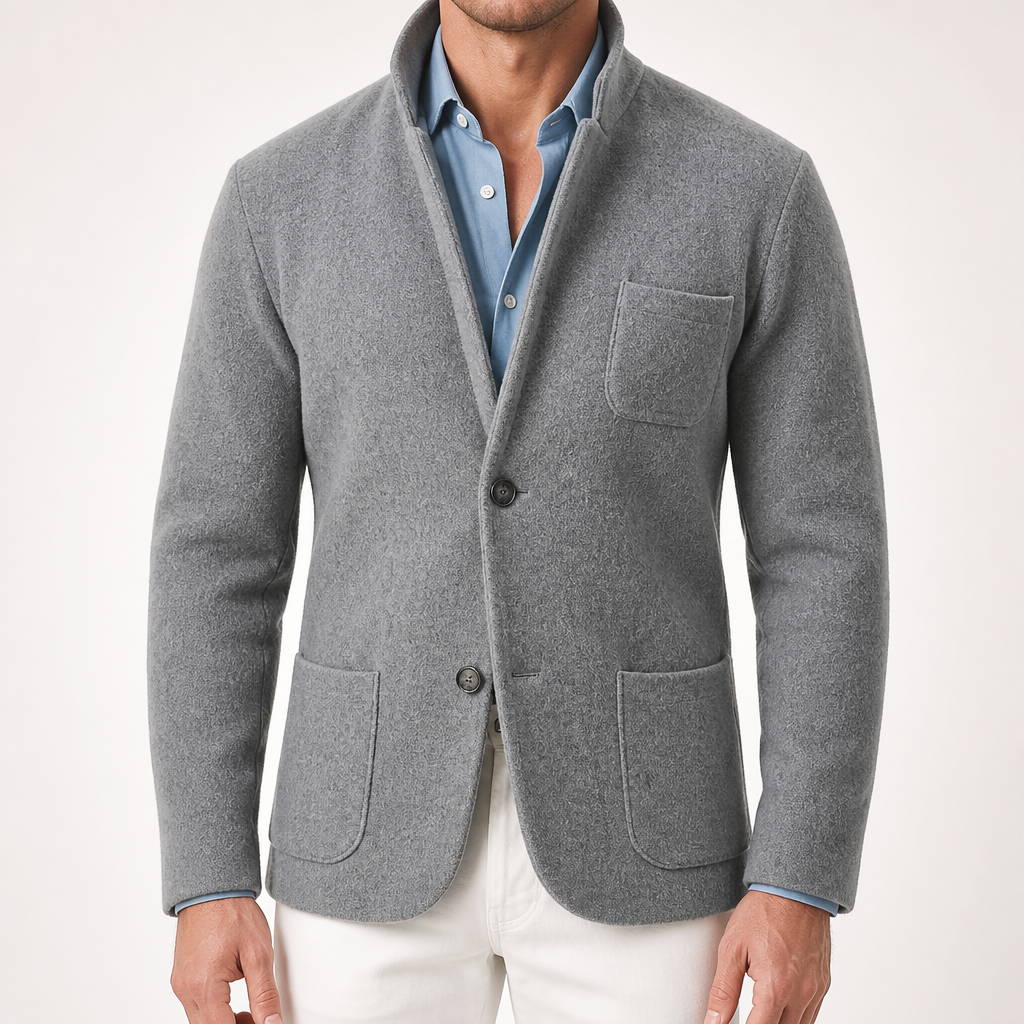 Herbert | Mens British Style Casual Lapel Single Breasted Fall Jacket, Dark Grey