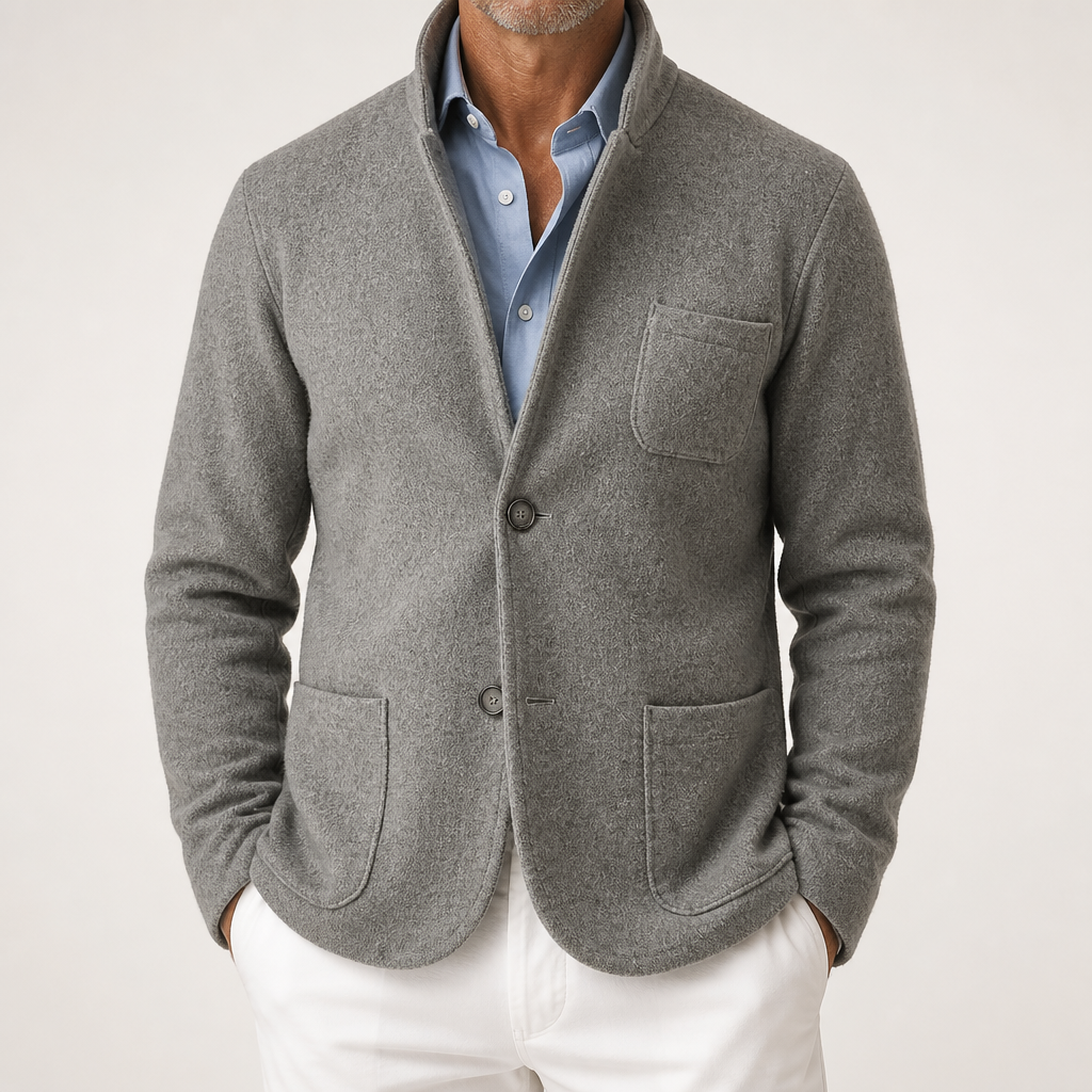 Herbert | Mens British Style Casual Lapel Single Breasted Fall Jacket, Deep Khaki