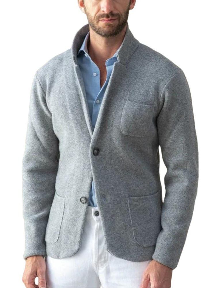 Herbert | Mens British Style Casual Lapel Single Breasted Fall Jacket, Grey