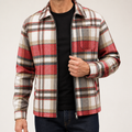 Holden | Mens Plaid Colorblock Full Zip Up Winter Overshirt Shirt Jacket, Brick Red