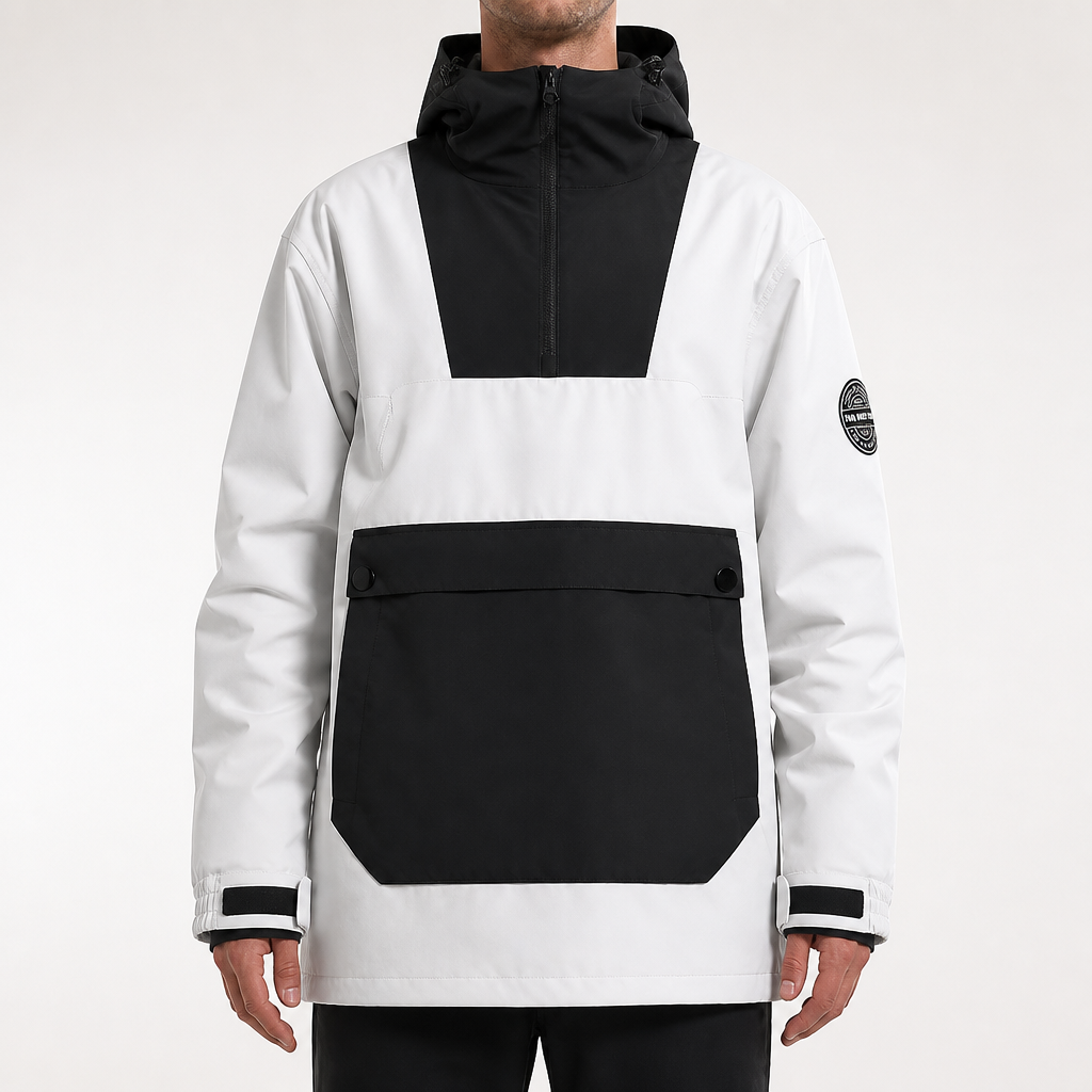 Hollis | Mens Ski Jacket Waterproof Windproof Snowboard Winter Coat, White Black
