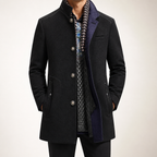 Hollis | Mens Wool Blend Scarf Collar Winter Coat, Black