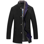 Hollis | Mens Wool Blend Scarf Collar Winter Coat, Black