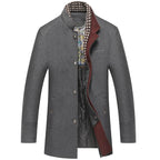 Hollis | Mens Wool Blend Scarf Collar Winter Coat, Grey