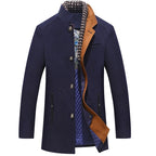 Hollis | Mens Wool Blend Scarf Collar Winter Coat, Navy Blue