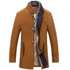 Hollis | Mens Wool Blend Scarf Collar Winter Coat, Yellow