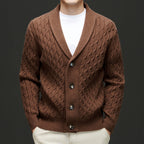 Ignatius | Mens Wool Blend Cardigan Thick Knit Coat Jumper - 2