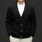 Ignatius | Mens Wool Blend Cardigan Thick Knit Coat Jumper - 3