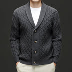 Ignatius | Mens Wool Blend Cardigan Thick Knit Coat Jumper - 4