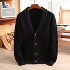 Ignatius | Mens Wool Blend Cardigan Thick Knit Coat Jumper - 6