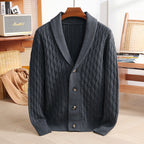 Ignatius | Mens Wool Blend Cardigan Thick Knit Coat Jumper - 7