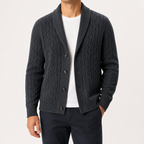 Ignatius | Mens Cardigan Wool Blend Knitted Thick Knit Coat Jumper, Grey