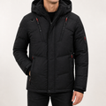 Ike | Mens Hooded Padded Warm Winter Puffer Coat Outdoor Jacket, Black