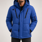 Ike | Mens Hooded Padded Warm Winter Puffer Coat Outdoor Jacket, Blue