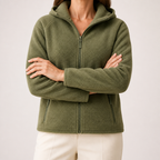 Imogen | Womens Hooded Fleece Zip Warm Casual Sweatshirt Shirt, Army Green