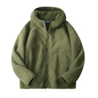 Imogen | Womens Hooded Fleece Zip Warm Casual Sweatshirt Shirt - Army Green