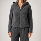 Imogen | Womens Hooded Fleece Zip Warm Casual Sweatshirt Shirt, Dark Grey