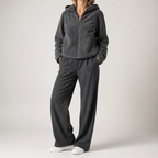 Imogen | Womens Hooded Fleece Zip Warm Casual Sweatshirt Shirt, Dark Grey